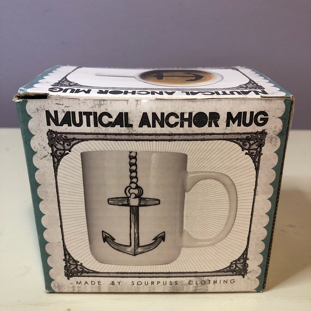 Sourpuss Nautical Anchor Coffee Mug Cup White New - Picture 5 of 6